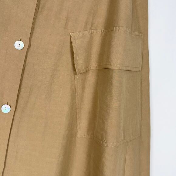 Vince Women's Utility Linen Cotton Blend Midi Skirt Size 12 Sandstorm Tan - Picture 8 of 16